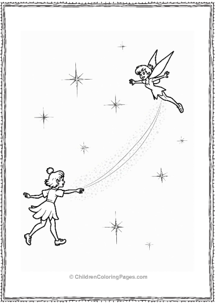 Tinker Bell Guiding Peter Pan And Wendy Free PDF Printable