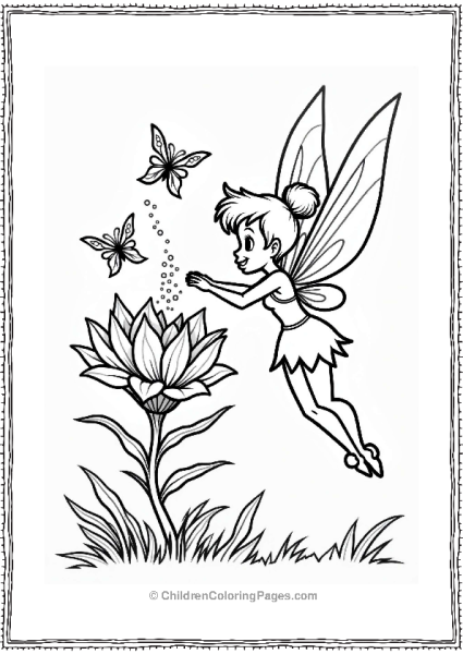 Peter Pan Tinker Bell Sprinkling Magic Over A Flower Free PDF Printable