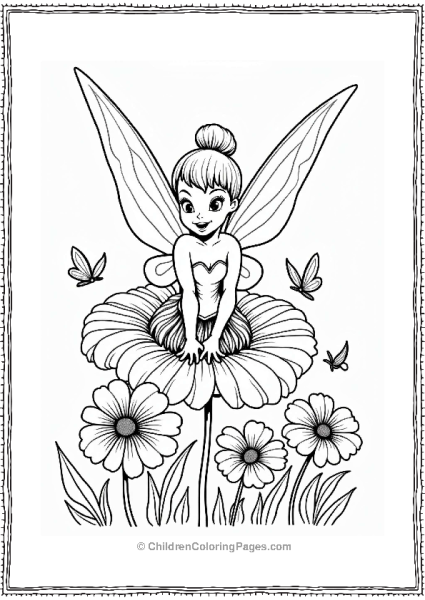 Peter Pan Tinkerbell Among Flowers And Butterflies Free PDF Printable