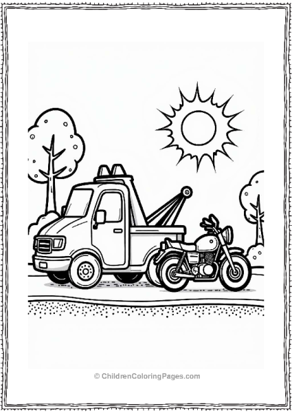 Tow Truck And Cheerful Motorcycle Free PDF Printable