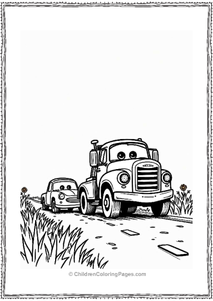 Tow Truck Assisting A Car Free PDF Printable