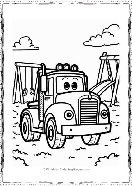 Tow Truck At The Playground Free PDF Printable