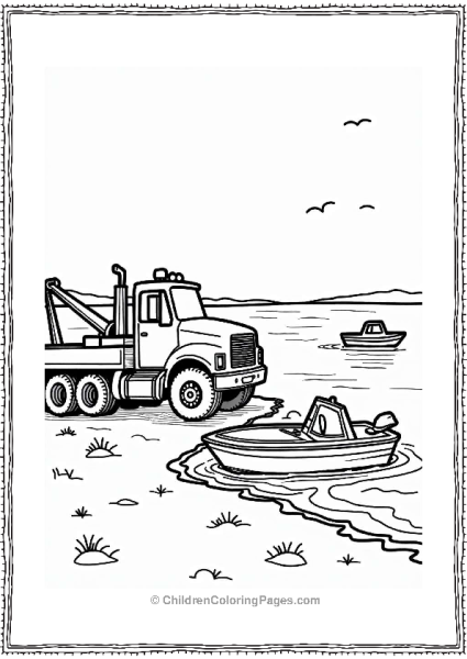 Tow Truck By The Lake Free PDF Printable