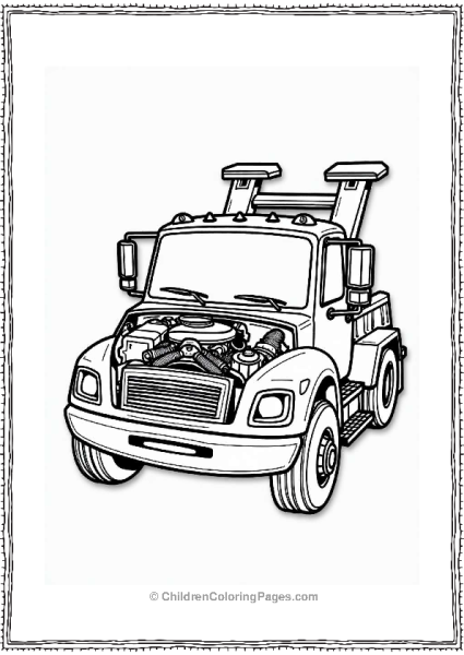 Tow Truck Engine Bay Illustration Free PDF Printable