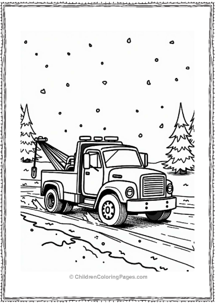 Tow Truck In A Snowy Landscape Free PDF Printable