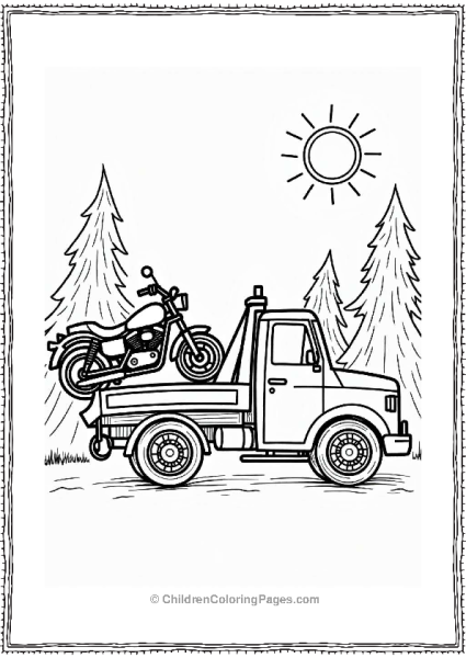 Tow Truck Lifting Motorcycle Free PDF Printable