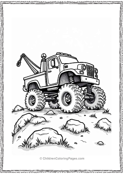 Tow Truck On A Rocky Hill Free PDF Printable