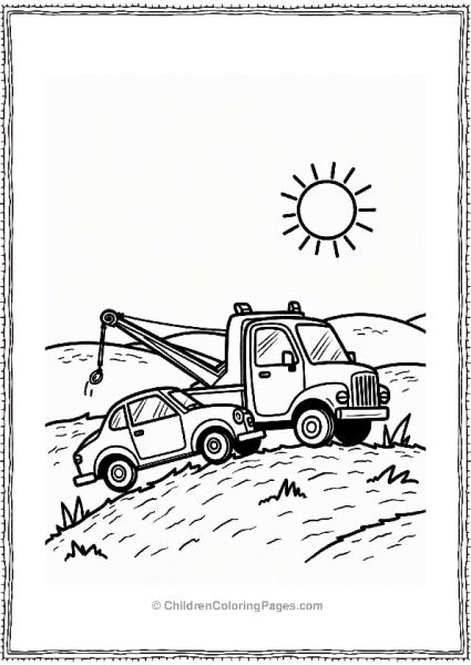 Tow Truck Rescuing A Car Free PDF Printable