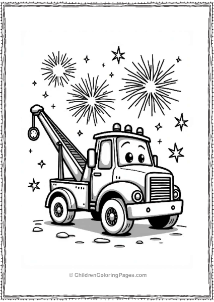 Tow Truck With Sparklers For New Year S Eve Free PDF Printable