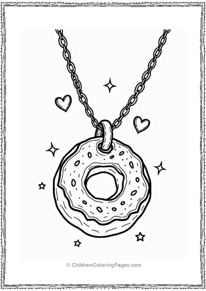 Trendy Donut Necklace With Hearts And Stars Free PDF Printable