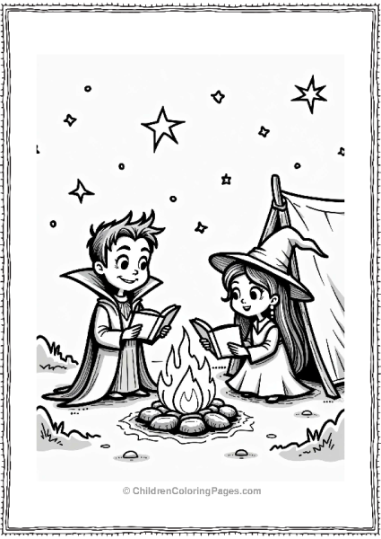 Vampire And Witch Under The Stars Free PDF Printable