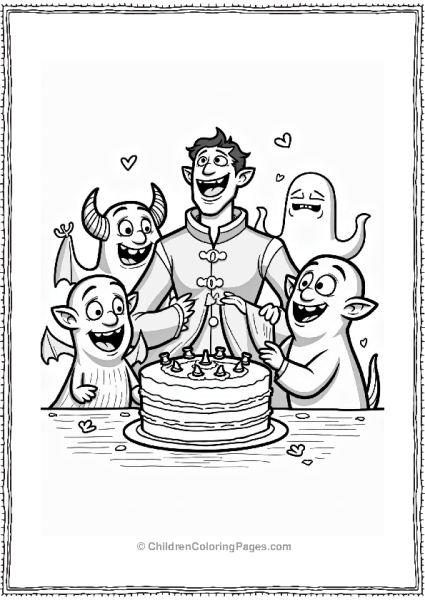 Van Helsing And Monster Friends With Cake Free PDF Printable