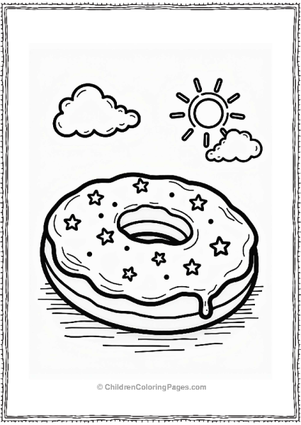 Vanilla Iced Donut With Star Sprinkles Free PDF Printable