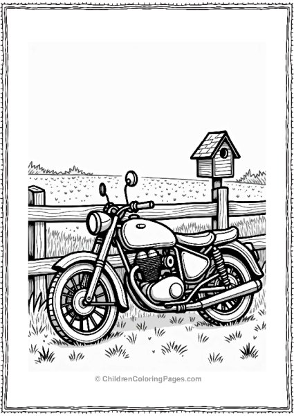 Vintage Motorcycle By A Wooden Fence Free PDF Printable