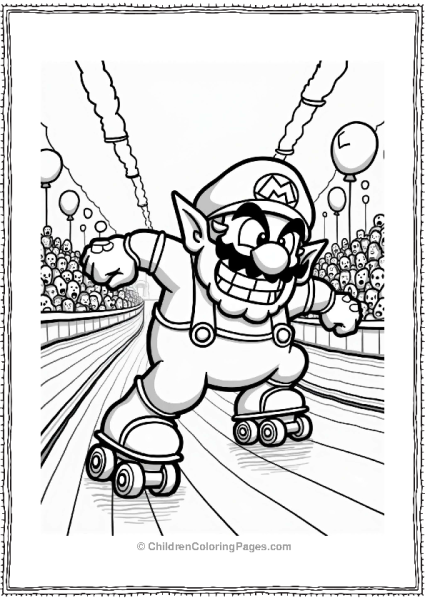 Wario Roller Skating With Spectators Free PDF Printable