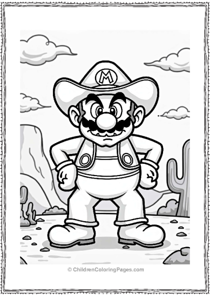 Wario The Cowboy In A Desert Landscape Free PDF Printable