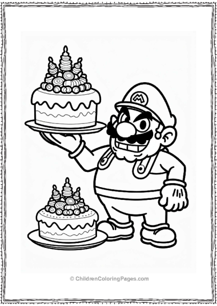 Wario With A Giant Cake Free PDF Printable