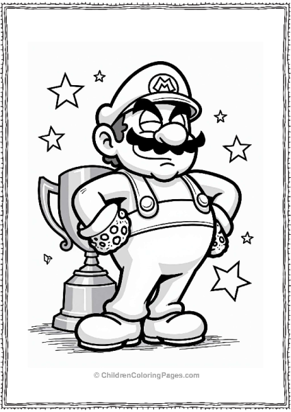 Wario’s Confident Smirk With Trophy Free PDF Printable