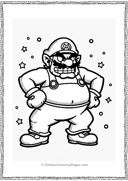 Wario’s Confident Stance With Confetti Free PDF Printable