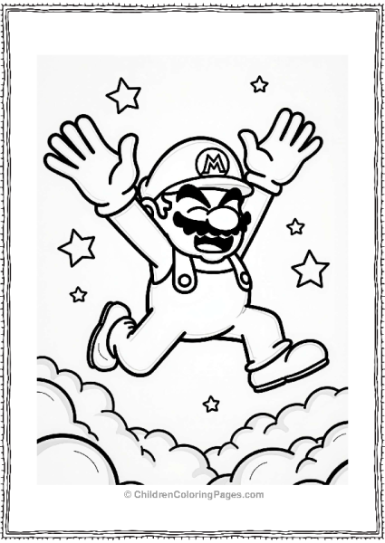 Wario’s Exciting Jump In A Blue Sky Free PDF Printable