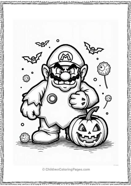 Wario’s Halloween Party With Ghost And Pumpkin Free PDF Printable