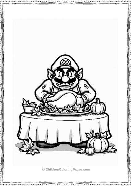 Wario’s Thanksgiving Feast Scene Free PDF Printable