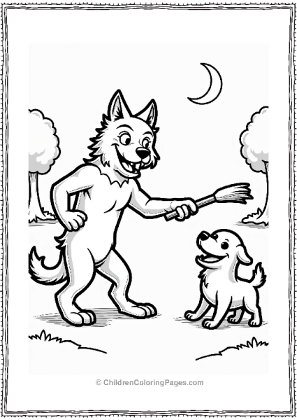 Werewolf Playing Fetch In The Park Free PDF Printable