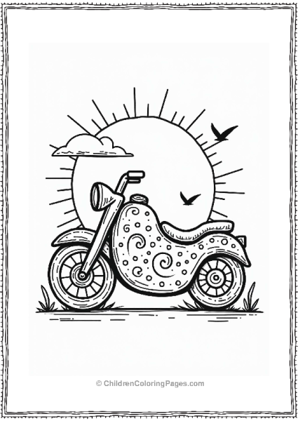 Whimsical Motorcycle Under The Sun Free PDF Printable