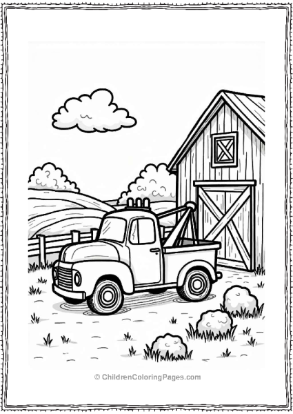 Whimsical Tow Truck By A Barn Free PDF Printable