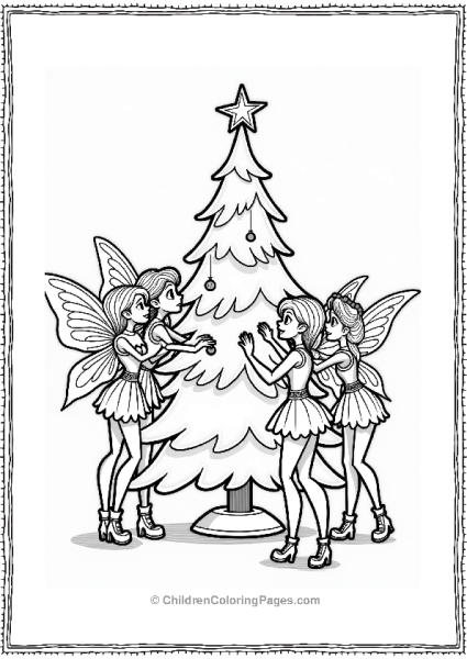 Winx Club Fairies Decorating A Christmas Tree Free PDF Printable