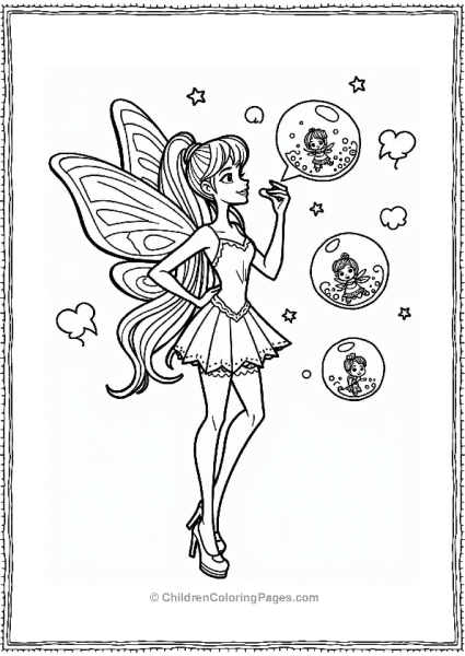 Winx Club Fairy Blowing Bubbles Free PDF Printable