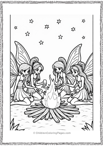 Winx Club Winx Fairies At The Bonfire Free PDF Printable