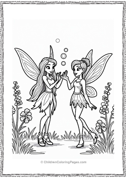 Winx Club Winx Fairies Blowing Bubbles In The Garden Free PDF Printable