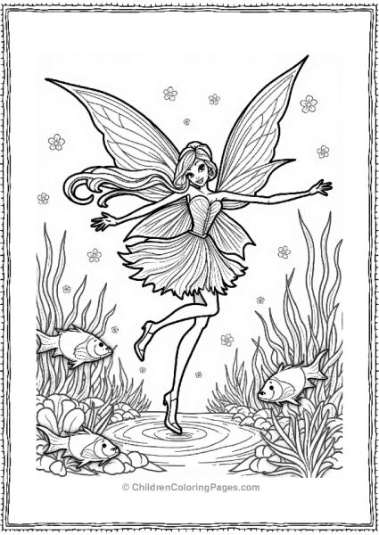 Winx Club Winx Fairy Dancing With Colorful Fish Free PDF Printable