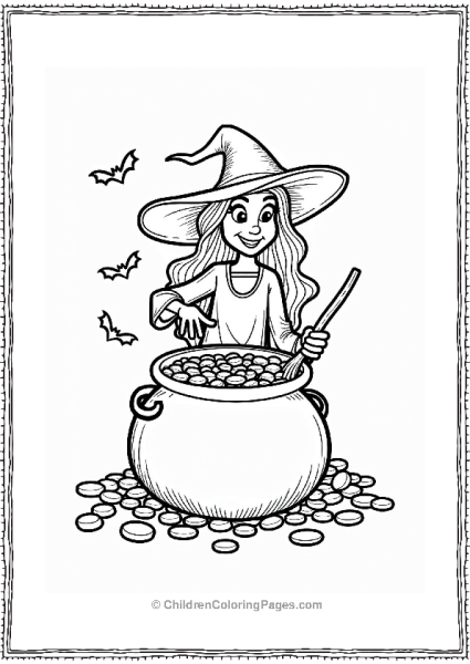 Witch’s Cauldron With Colorful Candies Free PDF Printable