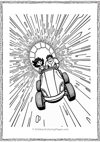 Wreck It Ralph Racing Through A Glitchy Tunnel Free PDF Printable