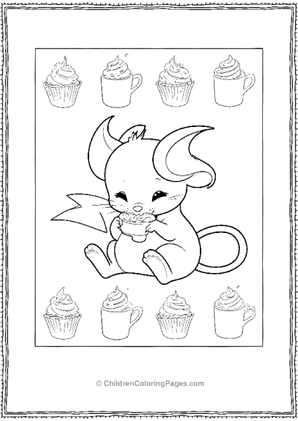 Cartoon Raichu Eating A Cupcake Free PDF Printable