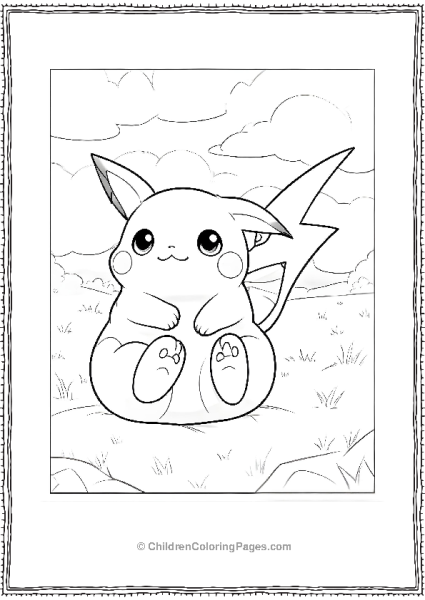 Cute Raichu Sitting In A Field Free PDF Printable