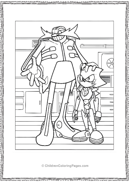 Dr Eggman With Long Mustache And Metal Sonic Free PDF Printable