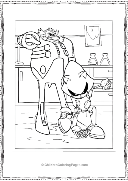 Dr Eggman With White Coat And Metal Sonic Free PDF Printable