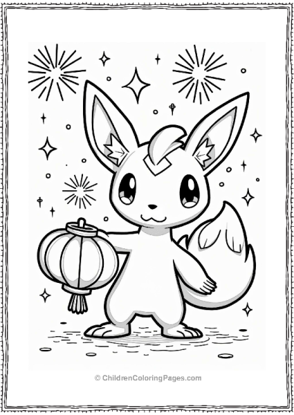 Espeon Holding A Lantern At Night Festival Free PDF Printable