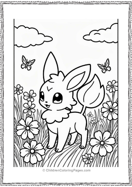 Espeon In A Colorful Flower Meadow Free PDF Printable