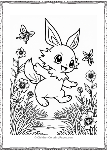 Espeon In A Flower Garden Free PDF Printable