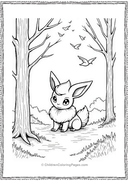 Espeon In A Forest Clearing Free PDF Printable