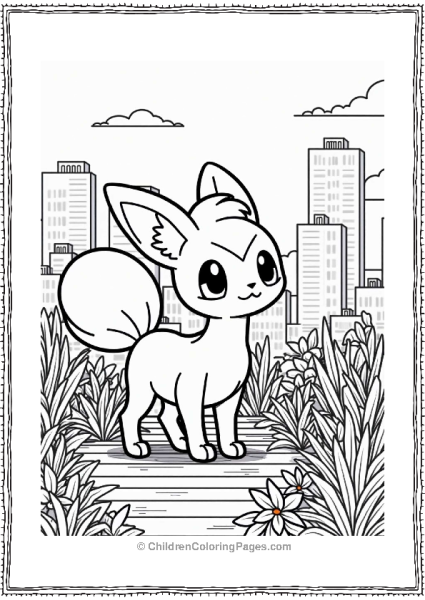 Espeon In A Rooftop Garden Free PDF Printable