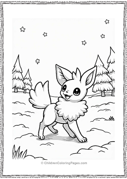 Espeon In A Snowy Landscape Free PDF Printable