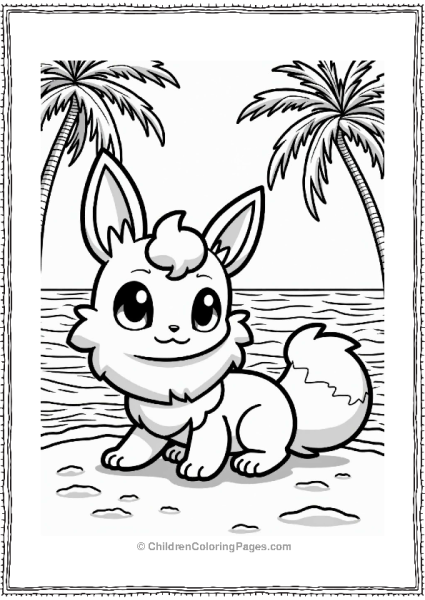 Espeon In A Tropical Paradise Free PDF Printable
