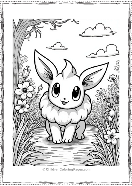 Espeon In A Whimsical Garden Free PDF Printable