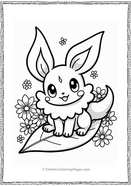 Espeon On A Leaf With Flowers Free PDF Printable