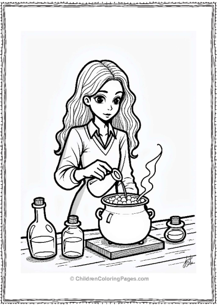 Harry Potter Hermione Mixing Potions At The Cauldron Free PDF Printable